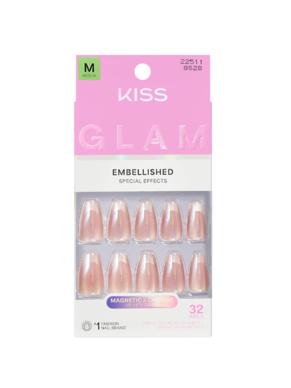 KISS Glam Embellished Magnetic & Chrome Press-On Nails 'Dusk Mirage'